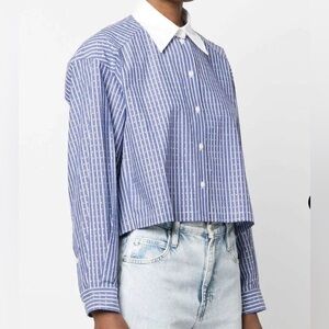 EUC SANDRO Embellished Collard Top 💙🦋